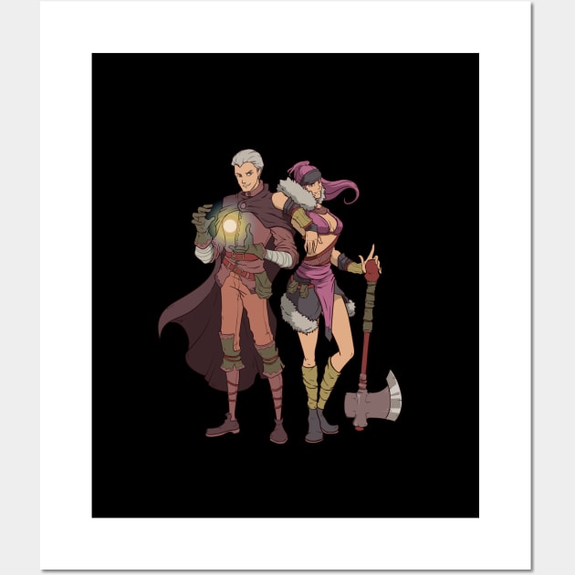 Roleplaying RPG Couple Gift Valentines Day Barbarian Wizard Wall Art by TellingTales